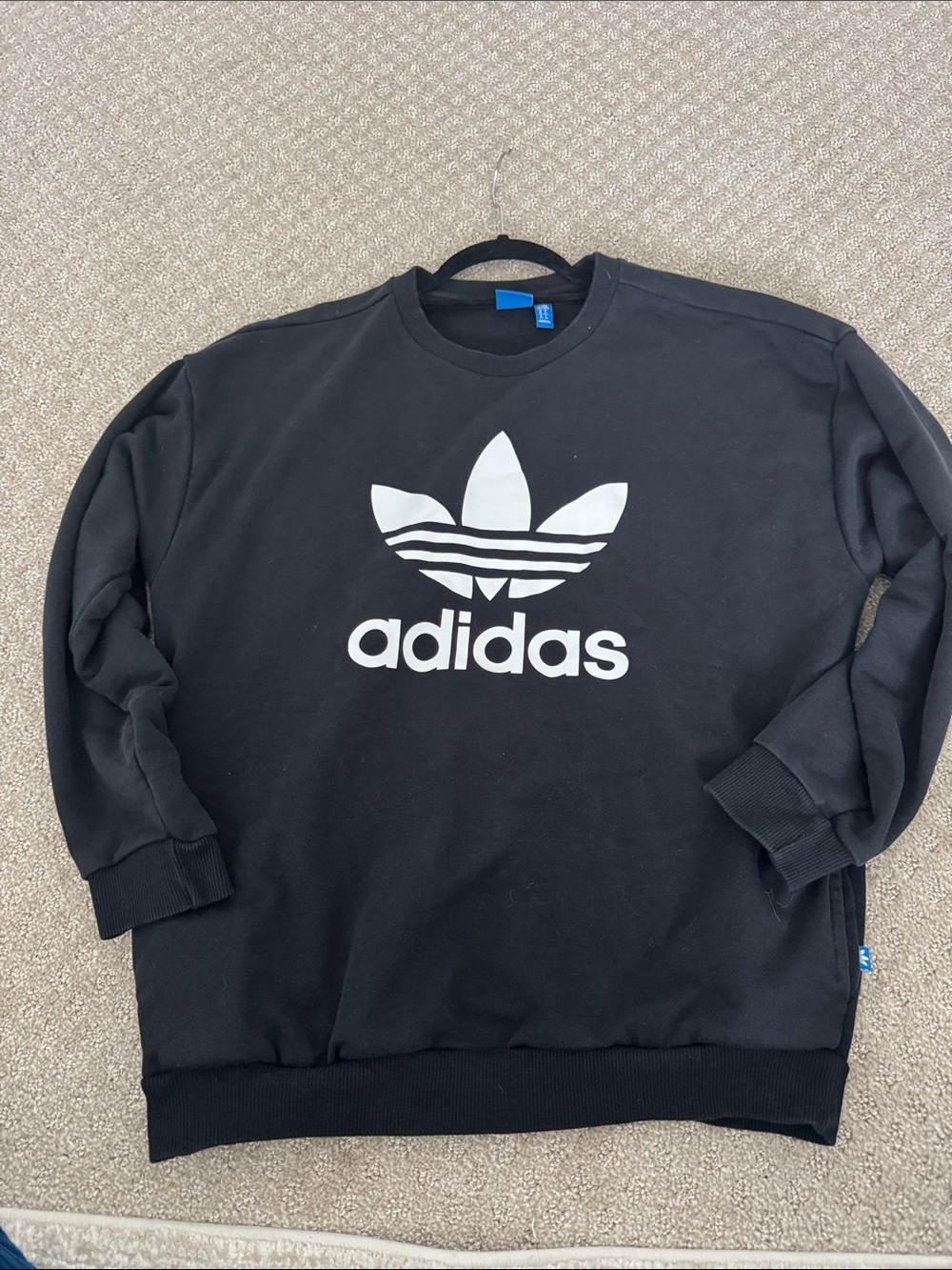 adidas Black Crew Sweater with White Trefoil Logo